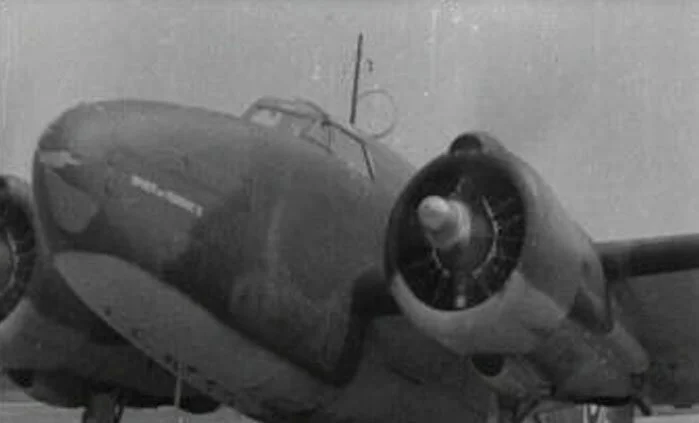 Searching the internet for hours, I could not find an image of a 24 Squadron Hudson and in particular AE581 – except this screen capture of the Spirit of Tobruk II from a Pathé News reel. Apologies for the quality. Photo: Via Pathé News