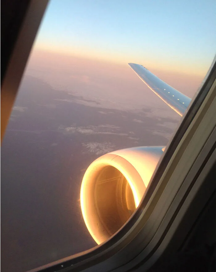 To some, it might be just another Westjet flight direct to Calgary, but to me it was carrying me up and away from the funk I was in, towards the setting sun and adventure. Photo: Dave O'Malley