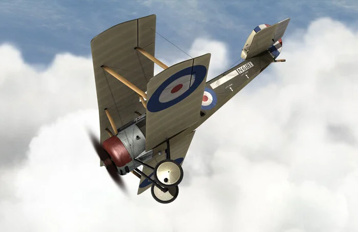 Typical of the higher-end of the visual world of flight simulator “skins” is this remarkably beautiful rendition of a Sopwith Pup which I found on the Wings of Honor website. This screen capture was taken during a flight simulation as the gamer flie…