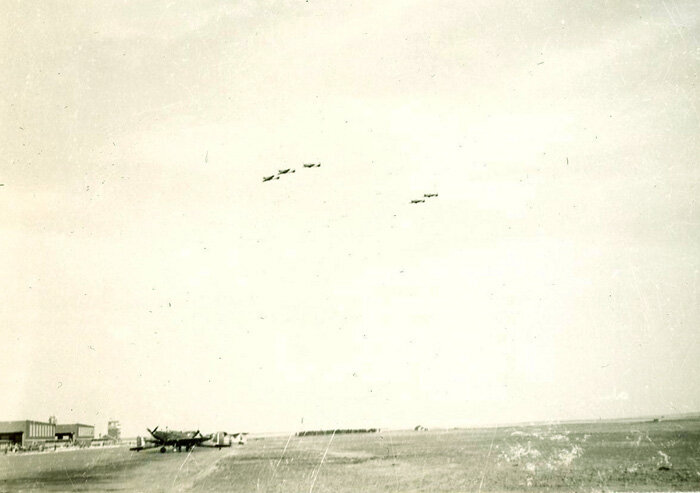Formation training at Mossbank, 1942. Photo from G. Lawson Collection via Atlantic Aviation Museum