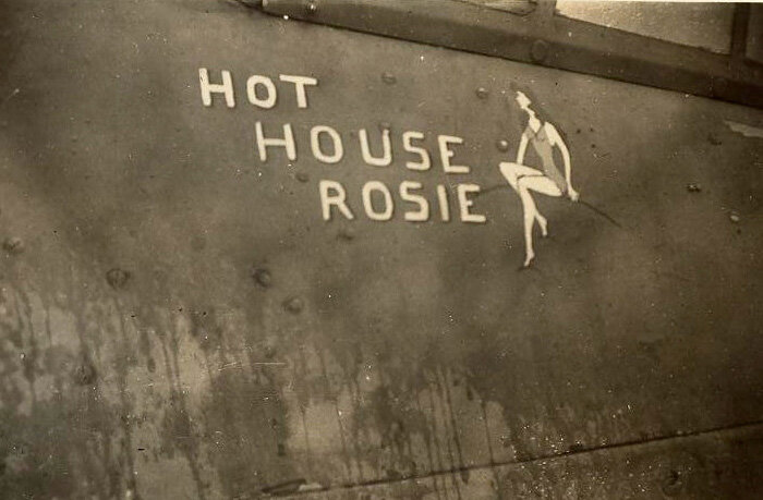 Hot House Rosie - another personal piece of artwork adorning a 135 Squadron Hurricane. Photo from G. Lawson Collection via Atlantic Aviation Museum