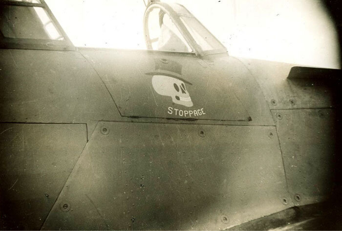 George Lawson's personal Hurricane sported additional artwork beneath the starboard cockpit rail - a top-hatted skull with the odd caption – “STOPPAGE’