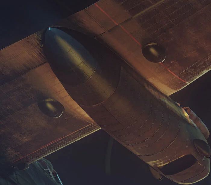 A nice detail of the staining and streaking aft of the Merlin. Detail from Bomber Stream by Piotr Forkasiewicz