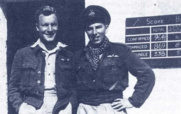 The dashing Hap Kennedy (left) with fellow Spitfire pilot Steve Randall on Malta. For more on Hap's significant contribution to the air war visit Hap Kennedy.