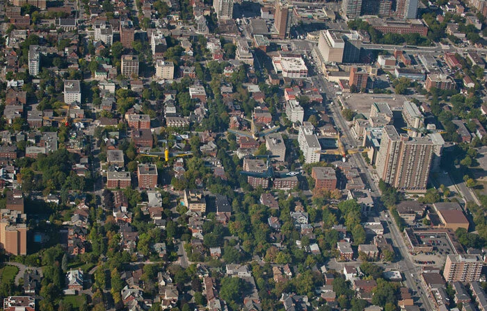 Indeed, there are six vintage fighter aircraft hidden in the buildings, trees and streets of Ottawa's Sandy Hill neighbourhood. See if you can find them. Photo: Peter Handley