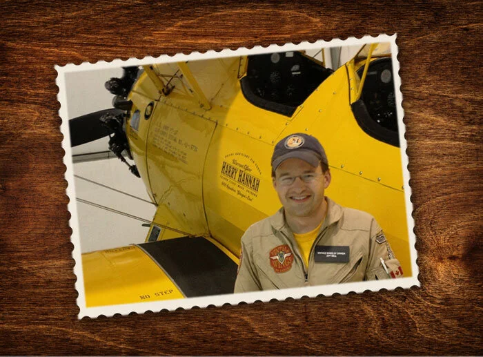 The Stearman Spirit is infectious – me and the Warrant Officer Harry Hannah Boeing PT-27 Stearman.