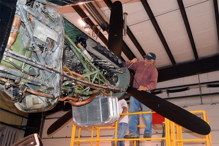 The last engine in the symphony gets some TLC. Photo: Bomber Command Museum of Canada; Doug Bowman