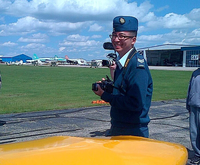 Wherever you go in life, if you are lucky, you will run into enthusiastic, creative, and driven people; people who go beyond what is asked and turn a simple job into a great job; people who don’t just give you what you ask for, but people who give you much more; people like Sergeant Tim Wun of the Penhold cadet staff. Tim organized much of the behind the scenes administration, creatively photographed each flying cadet, interviewed them and turned their responses into posts on our 500 Dream Take Wing Facebook site. He has enabled us to show the true benefit to Canadians of the Raytheon Canada Yellow Wings Youth Leadership Initiative. Now, if only we could clone Tim and take him across Canada. Photo: Fiona Stevensen