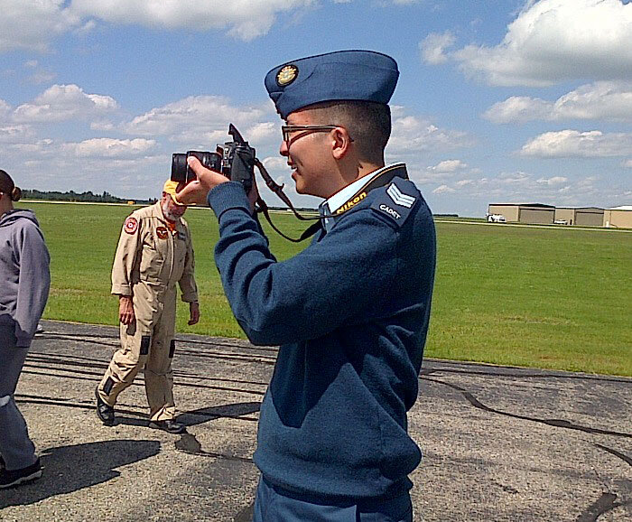 Throughout the flying day, Wun was always on hand to create a record of every flight, and every emotion expressed by the cadets who got to fly in the Stearman. Then, after the flying, Tim got to work processing the photos and collecting and editing the comments from the young girls and boys. Photo: Fiona Stevensen