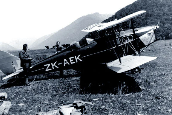 When Vintage Wings of Canada took receipt of the Fox Moth, we found in her cabin an album of photographs chronicaling her accident and operations in New Zealand. The following images were part of that album. After her newsworthy flight to the Belgia…