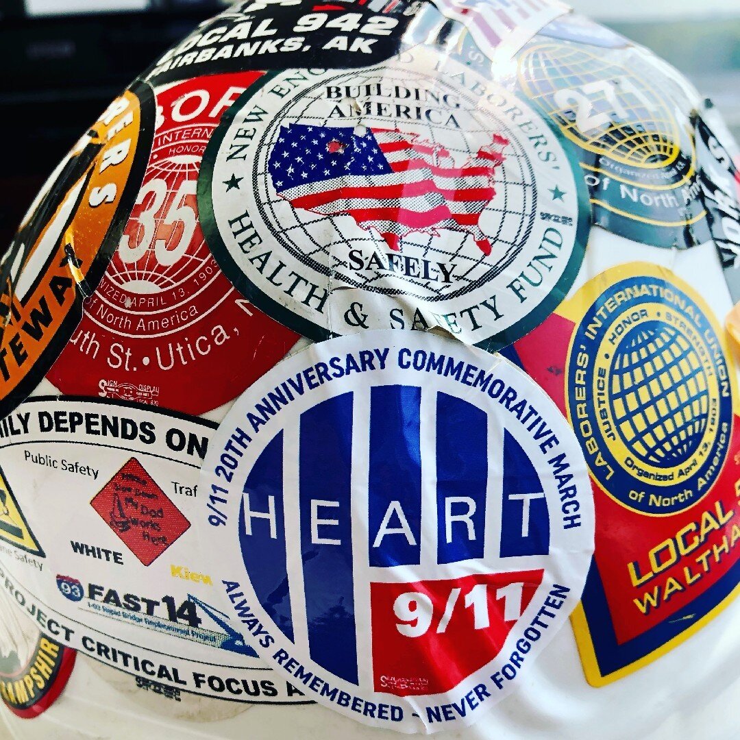 Any #Laborer will tell you #hardhat stickers are badges of honor - it's why they are so proud to add HEART 9/11 to the collection! #StaySafe #HardHatWednesday #UnionProud