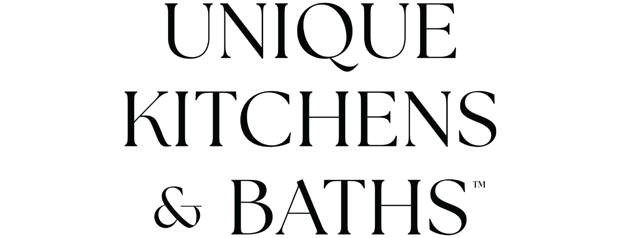 Black and white logo of Unique Kitchens and Baths