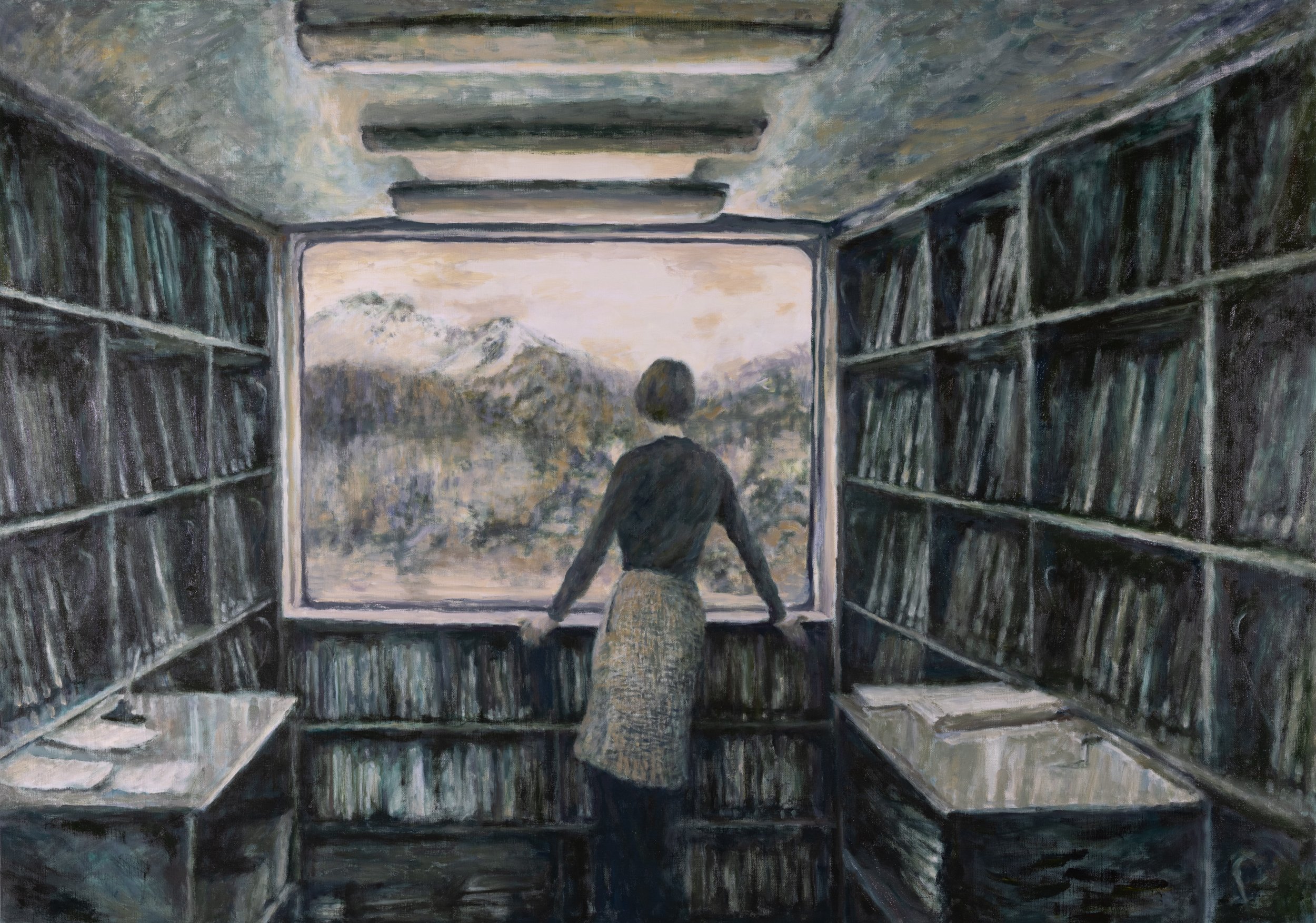 Bookmobile, Oil on linen, 38 x 54" 2026