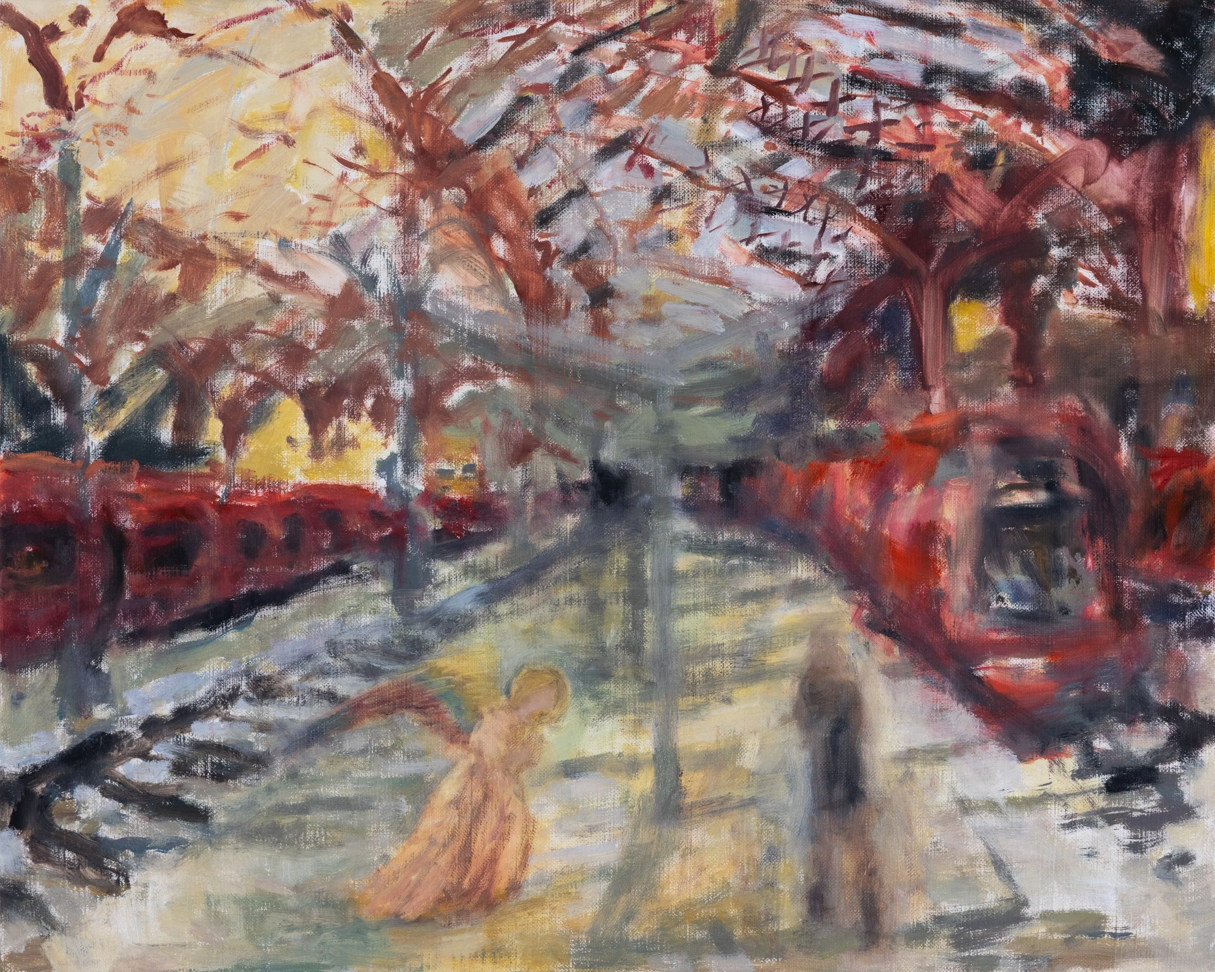 Annunciation at Copenhagen Station, Oil on linen, 16 x 20" 2026