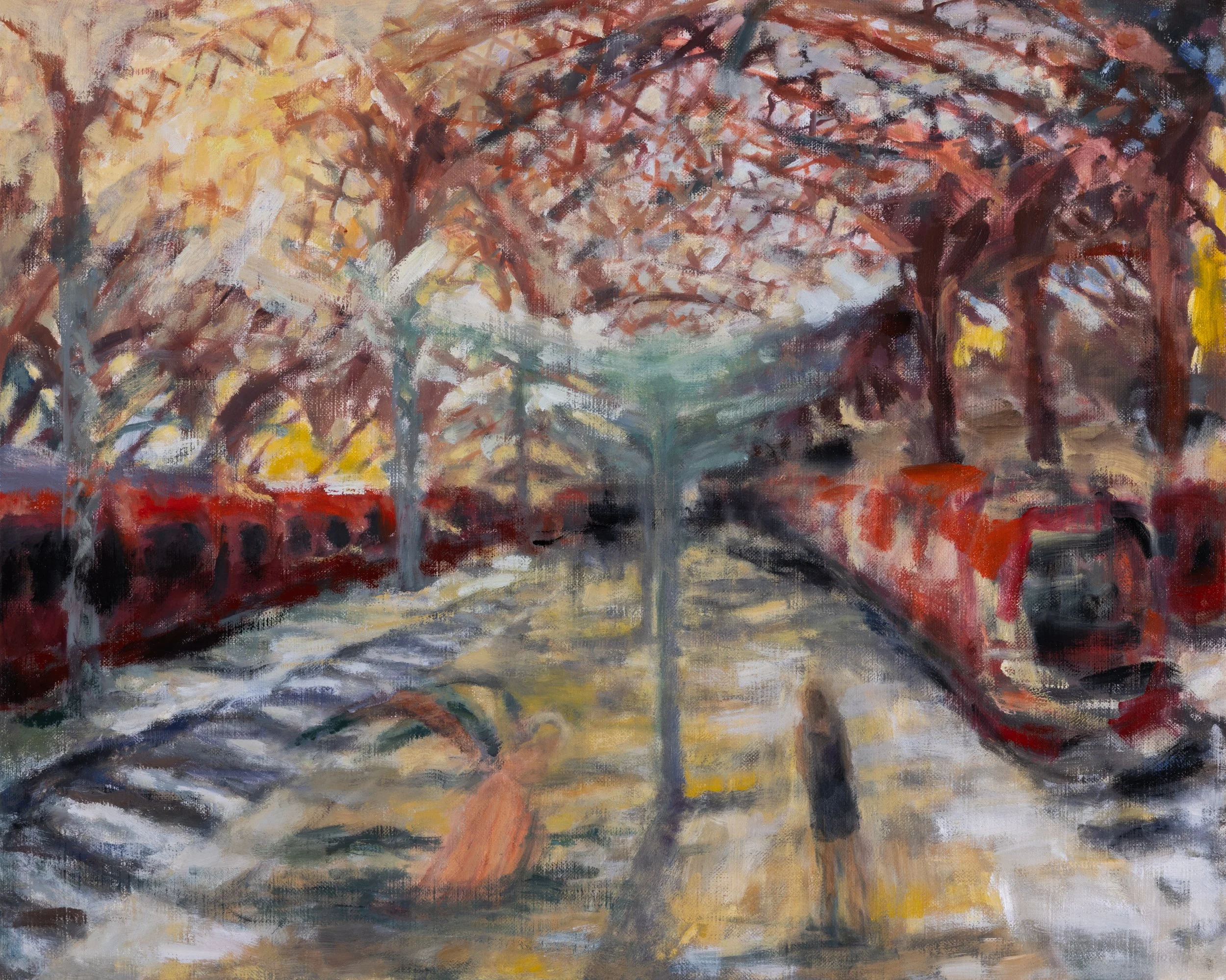 Annunciation at Copenhagen Station, Oil on linen, 16 x 20" 2026