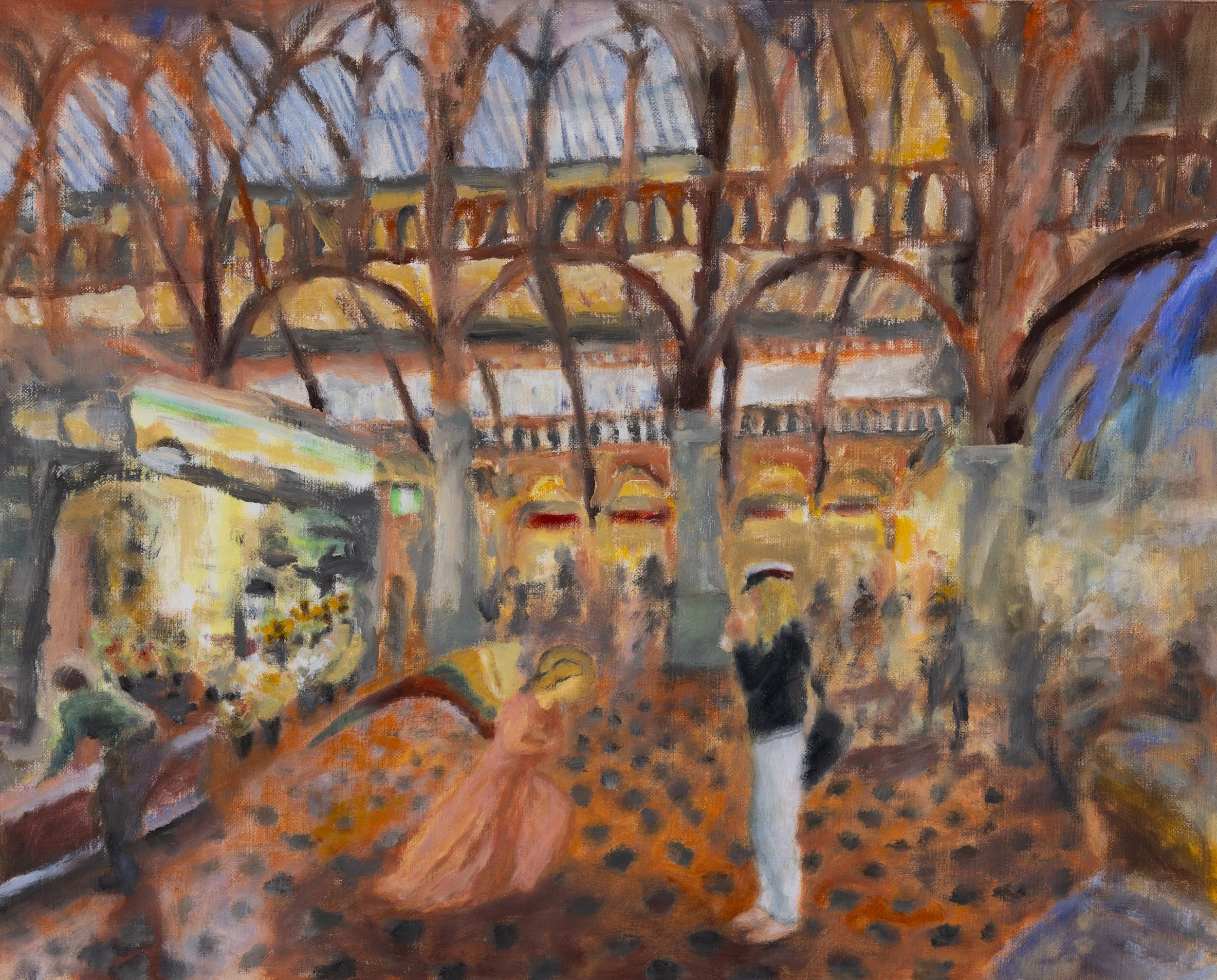 Annunciation at Copenhagen Station, Oil on linen, 16 x 20" 2026