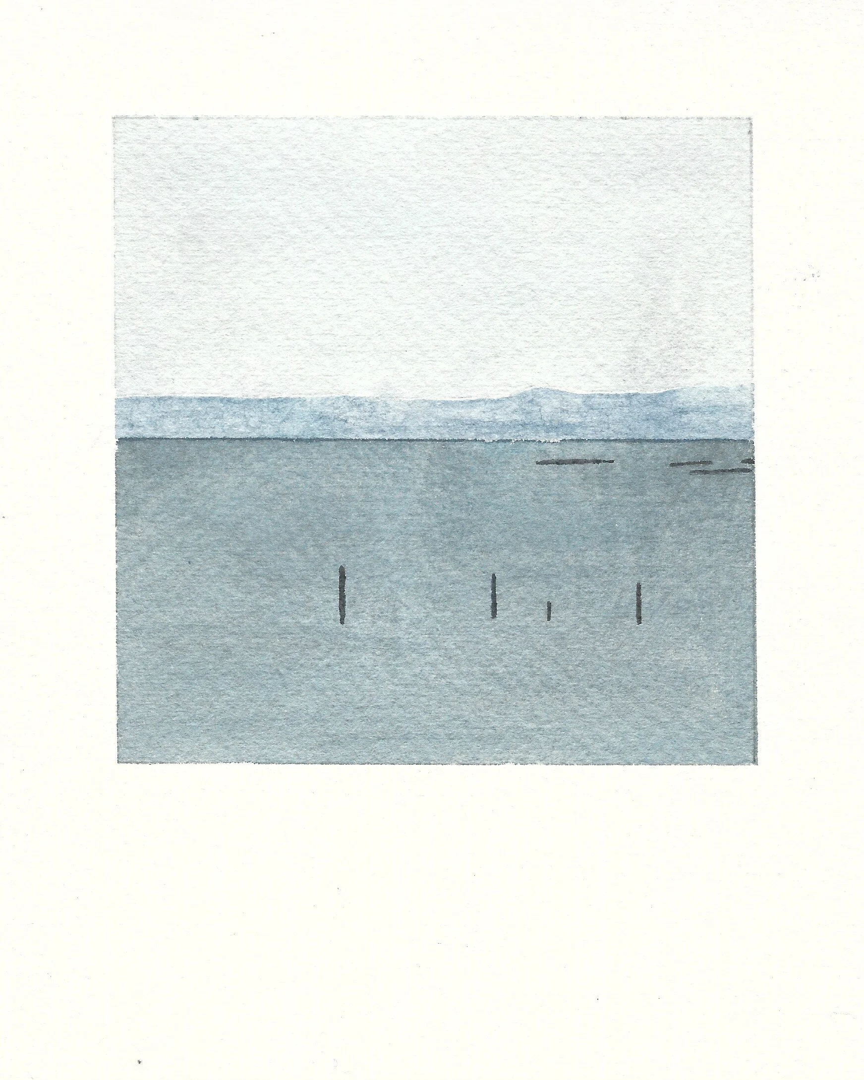 Itoshima sea, watercolour, 10x10cm, 2017