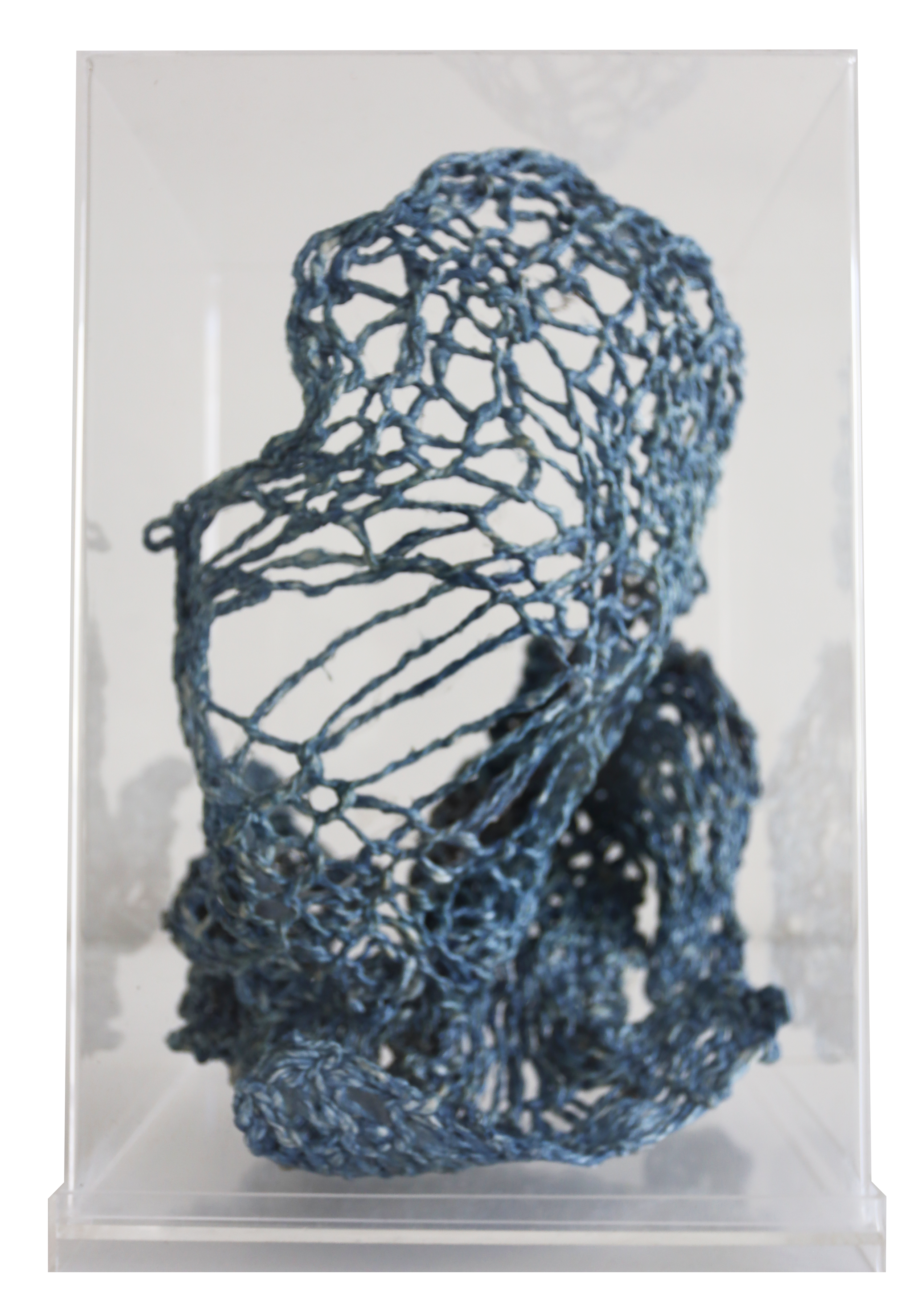 INDIGO DYED HANDKNIT IN ACRYLIC BOX