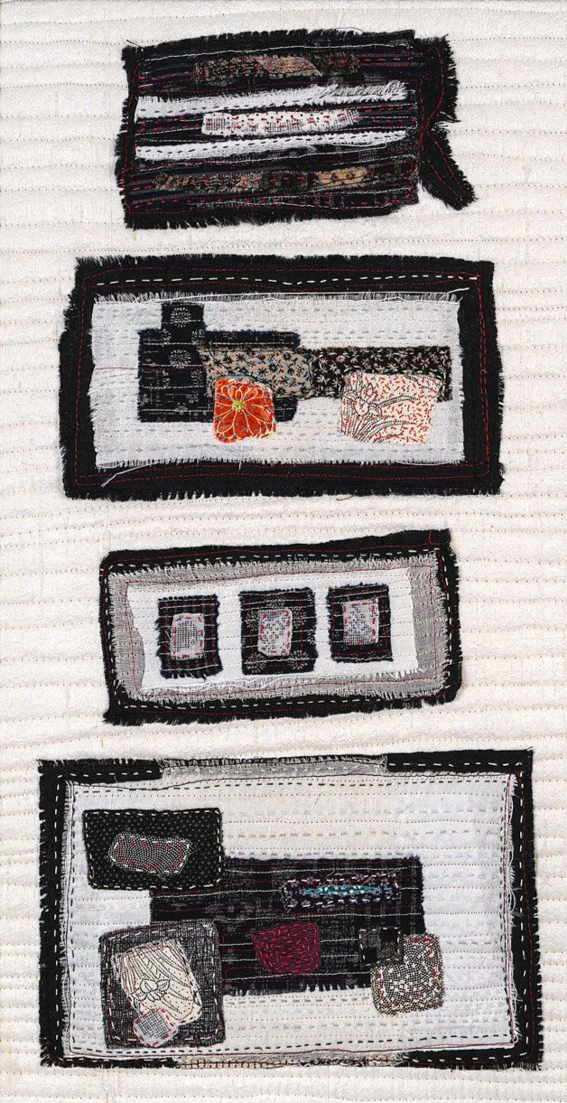 STITCH MEDITATION in BLACK & WHITE ~ 28 x 14 inches