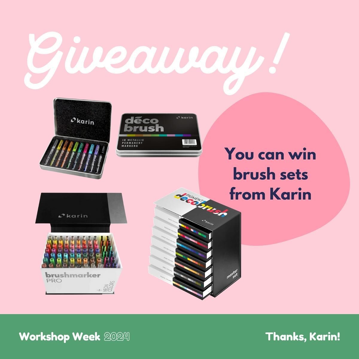 We have sooo many amazing giveaway items for you this year at Workshop Week! Like this one from @karinmarkers ... how awesome would it be to win this?!

&ldquo;How do I win?&rdquo;, you ask?

The rules are simple (and, dare we say, nonexistent 😉)

A