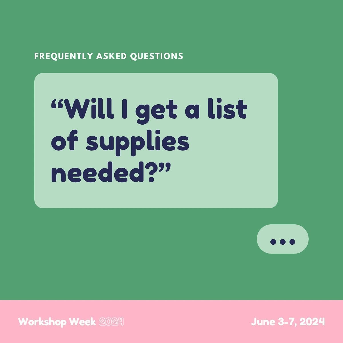 &ldquo;OMG, I&rsquo;M GONNA NEED TO GET NEW SUPPLIES! WHAT DO I NEED?! 😱&rdquo;

We&rsquo;ve got an entire supplies guide (48 pages long!) with lists of recommendations for eeeeeverv workshop, so you can make sure you have your tools in order before