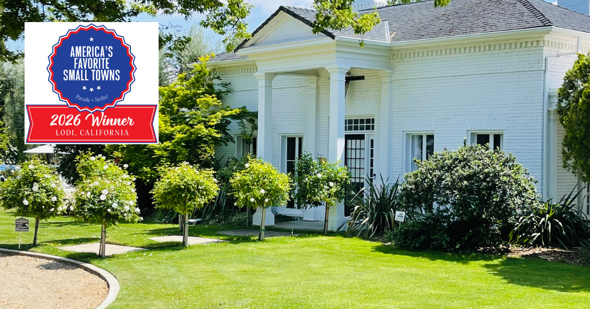 Historic 1850's manor house at WOO GIRL! Cellars in Lodi wine country - California, winner of America's Favorite Small Town 2026