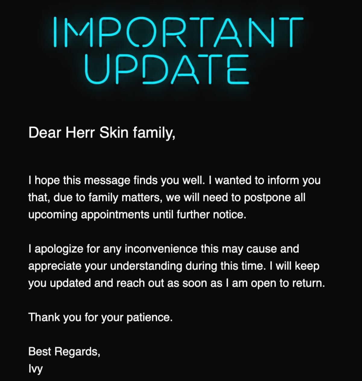 Thank you for understanding.