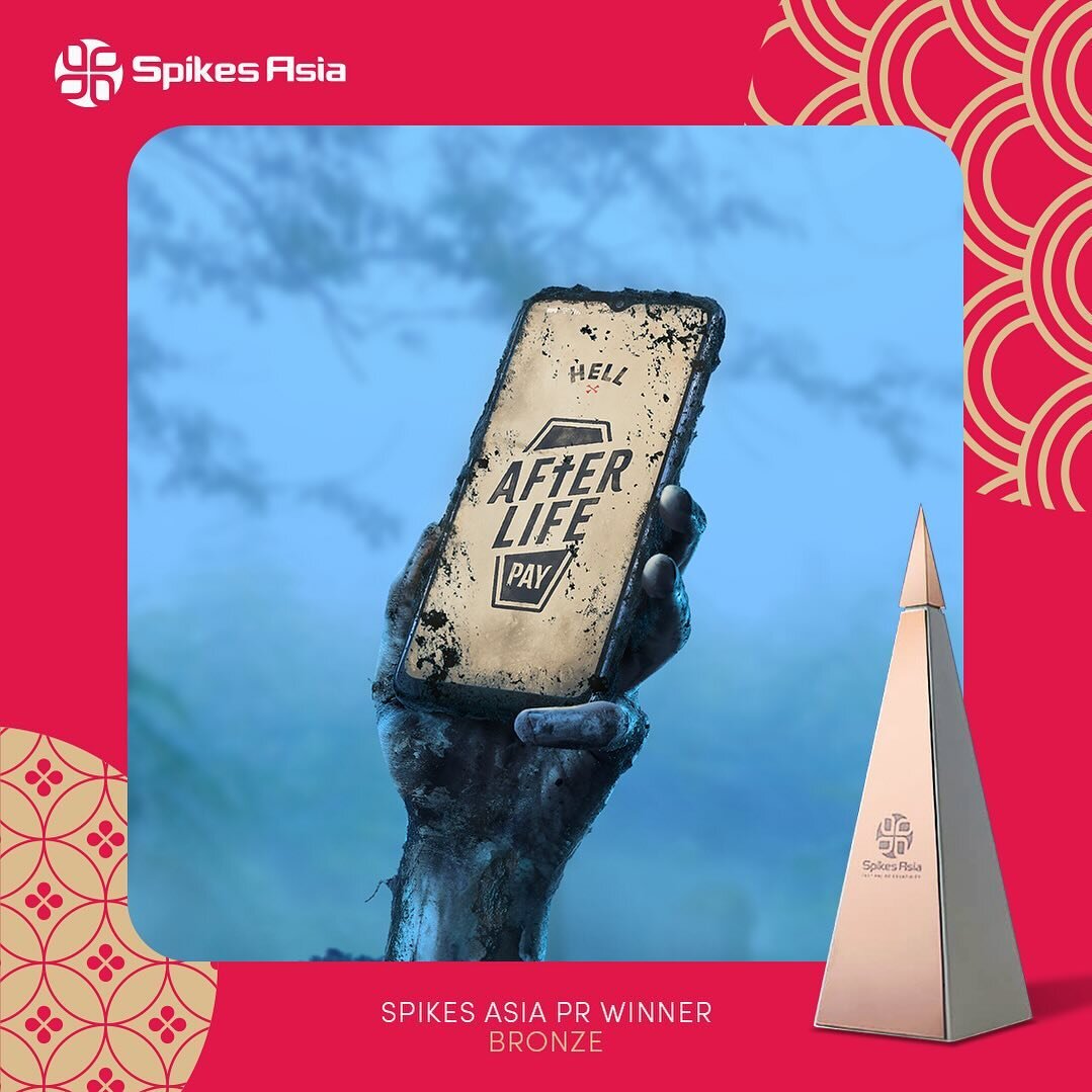 The jury has spoken. &lsquo;AfterLife Pay&rsquo; for @hellpizza scores a shiny bronze at Spikes Asia 🙌🏼 #afterlifeyarns