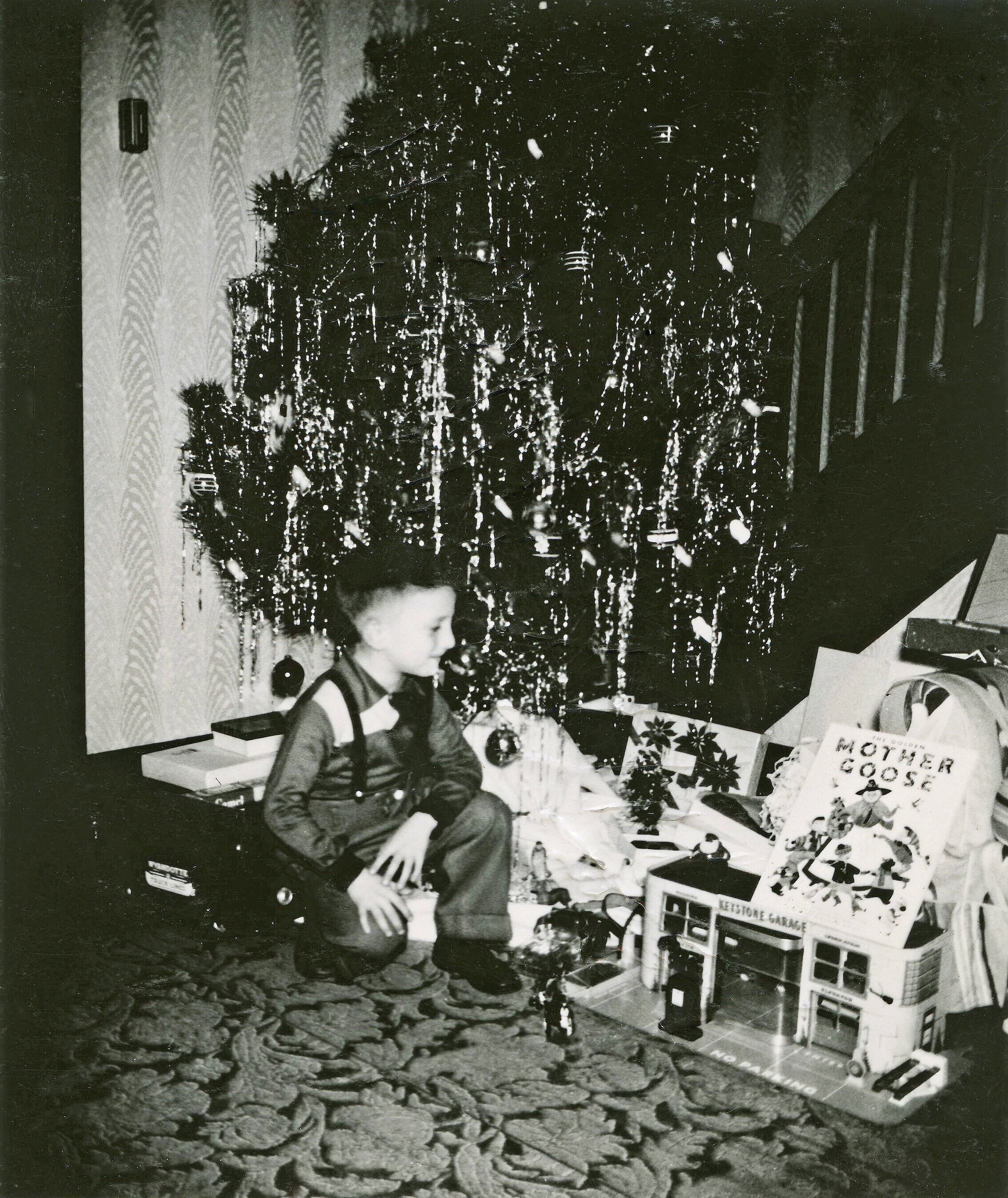  Jerry Zaza, with Christmas tree and new toys, c. 1949 