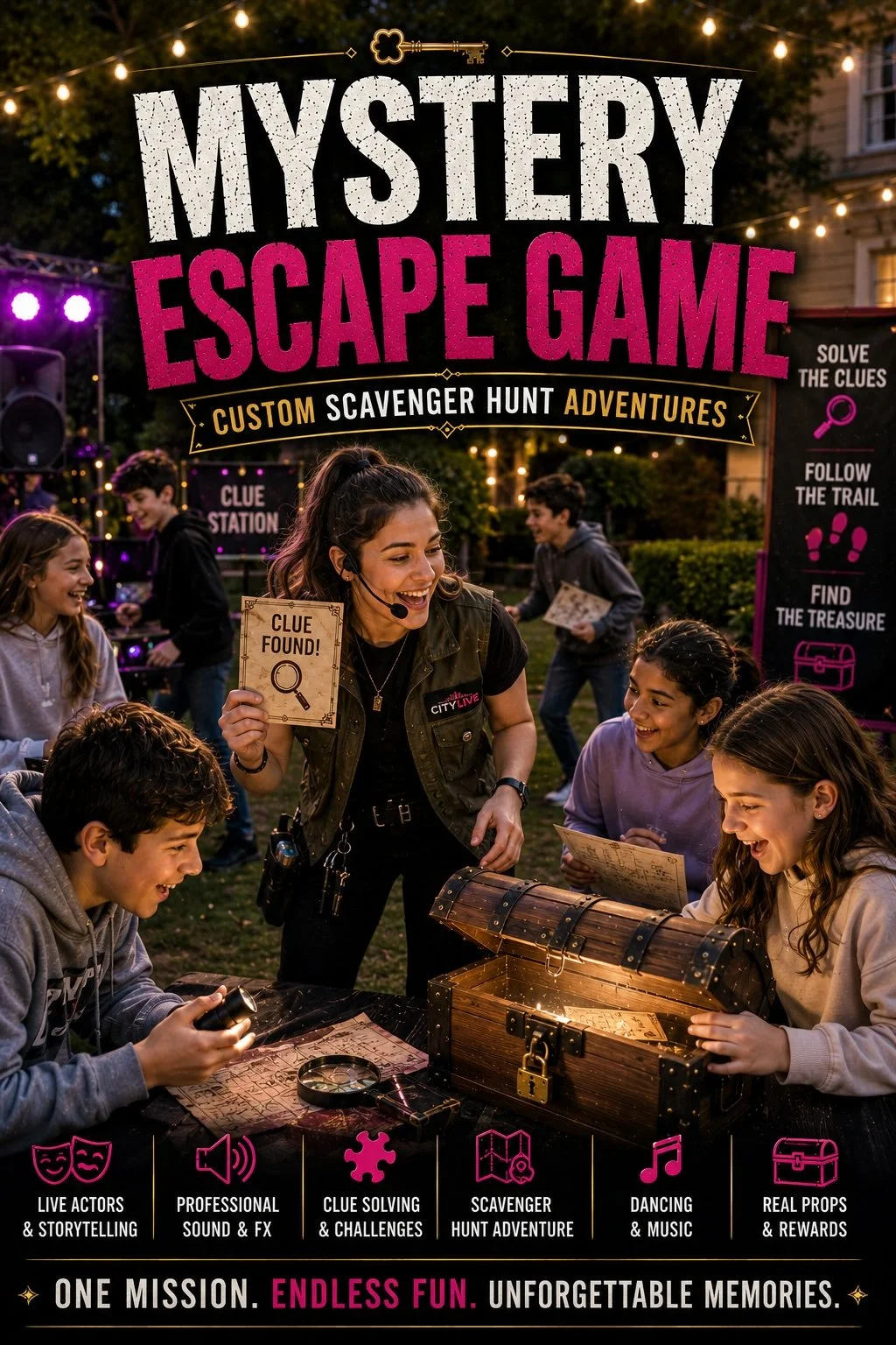 mobile mystery escape scavenger hunt treasure hunt for birthdays schools camps city community events