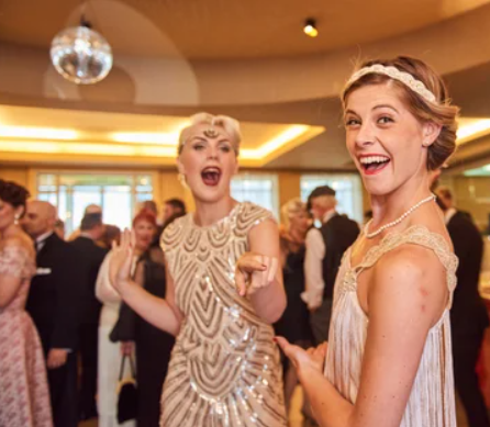 CityLive Great Gatsby and Roaring ’20s event entertainment featuring Big Band swing dancing, aerialists, roaming performers, Dixie jazz bands, immersive theatrical décor and luxury event production.