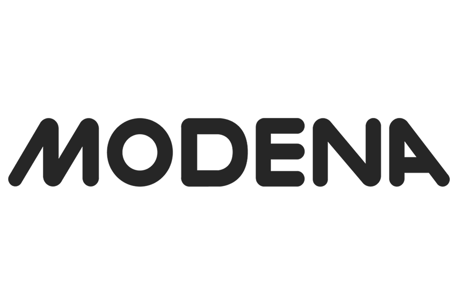 Logo with the word 'MODENA' in bold black letters.
