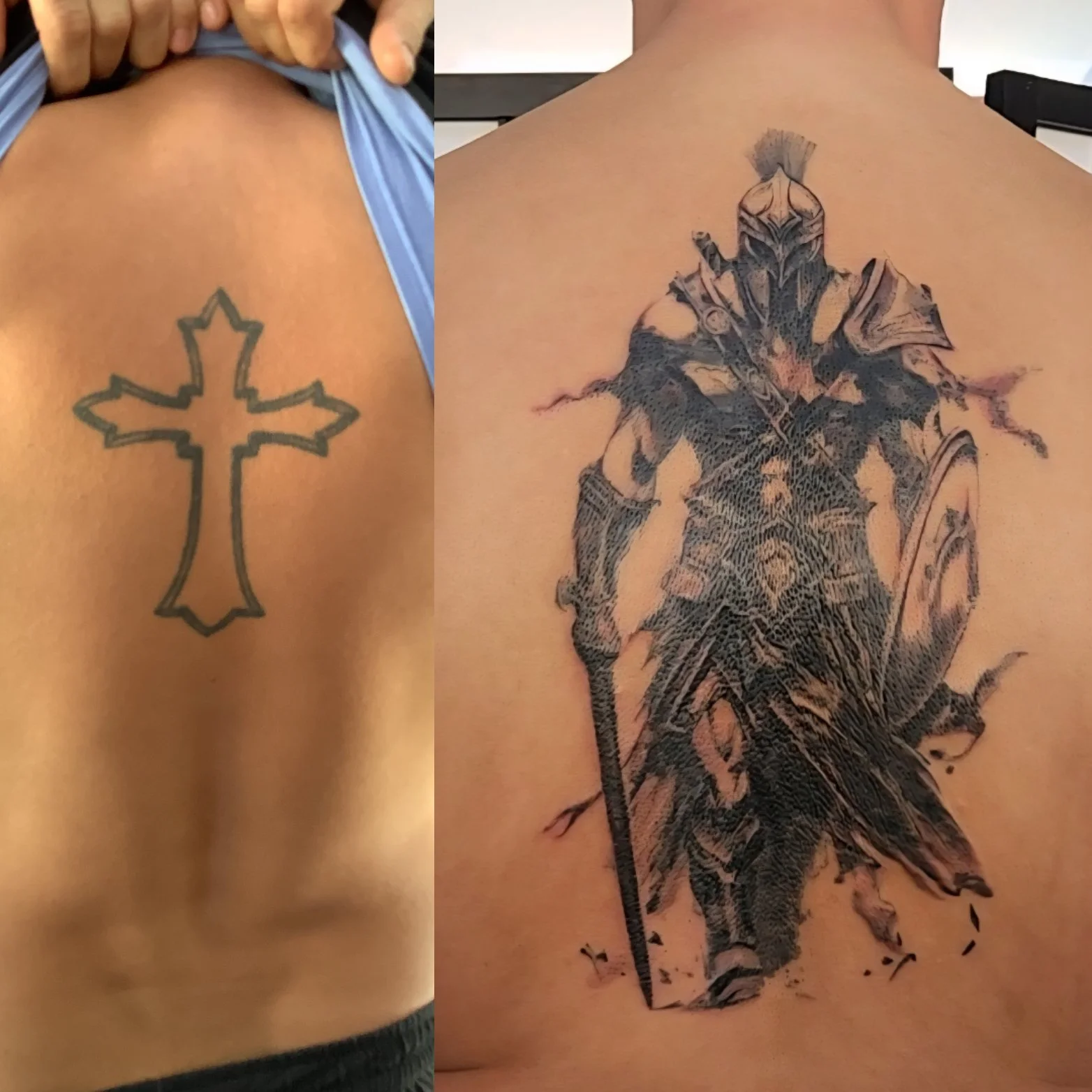 This was a cover up for the cross, with a gladiator!