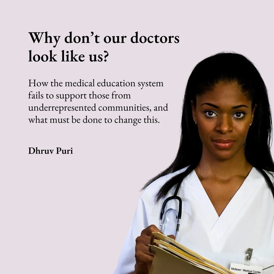 Dhruv illustrates why doctors often do not reflect the populations they serve through the stories of two medical students.

Head to the link in our bio to read more!

.

.

.

.

.

.

.

.

.

.

#Gradients #magazine #PublicHealth #GlobalHealth #hea