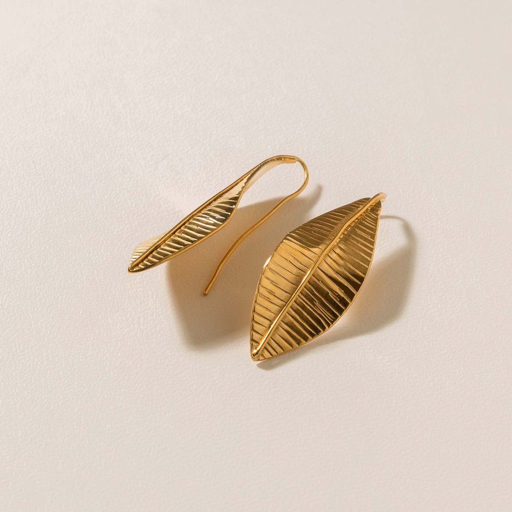 Pendientes Hojas oro 18k