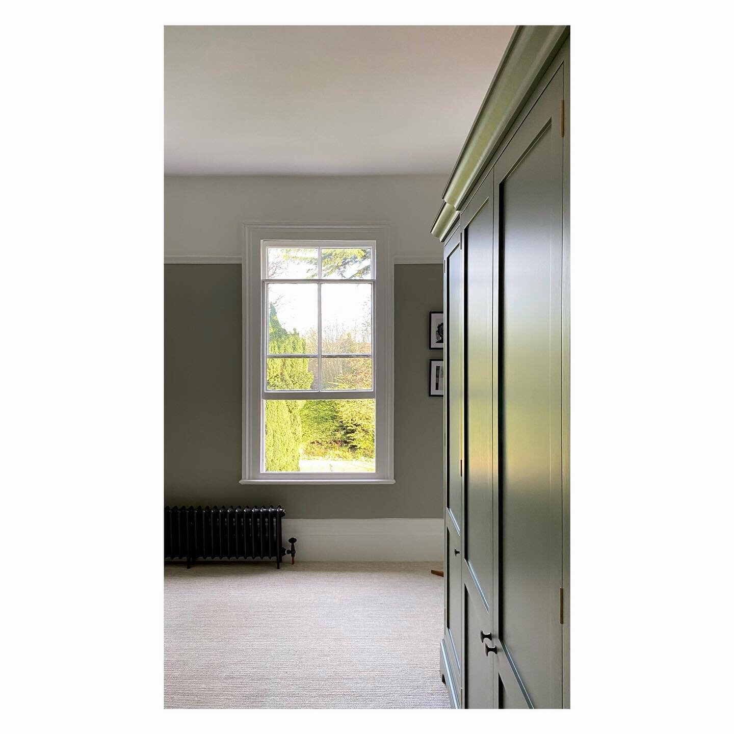 Our bespoke wardrobe project in Little Greene&rsquo;s Sage Green for a gorgeous country home..
.
.
.
.
#bespokewardrobe #interiordesign #countryliving #periodhome #littlegreenepaint #englishcountryhouse #interiors