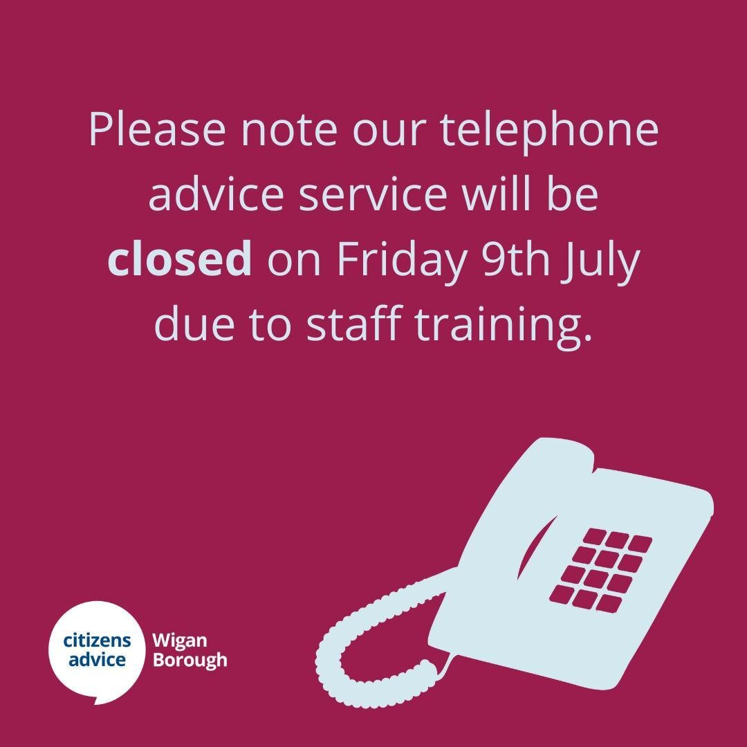⚠️ Please note our telephone advice service will be closed on Friday 9th July due to internal staff training.
⠀
If you need our advice during this time, please complete a self-referral form on our website and we'll get back to you. Link in bio.