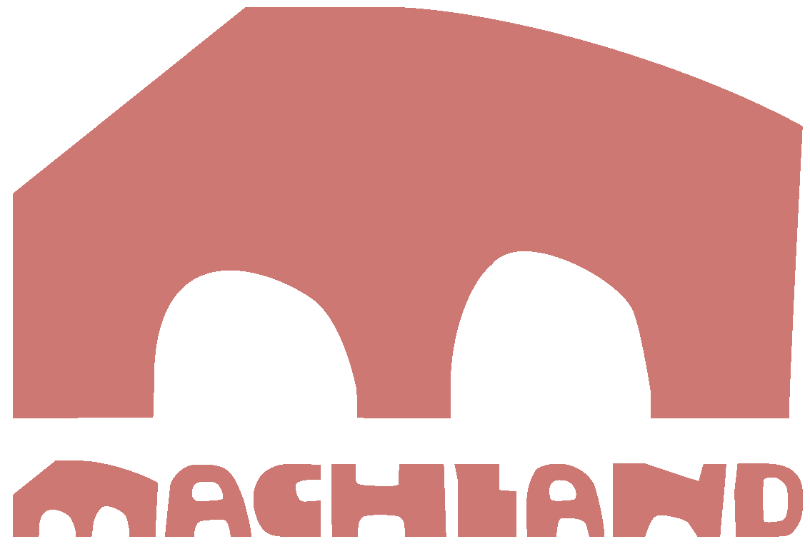 Grafik eines roten Bunkers mit der Aufschrift "MACHLAND" darunter.