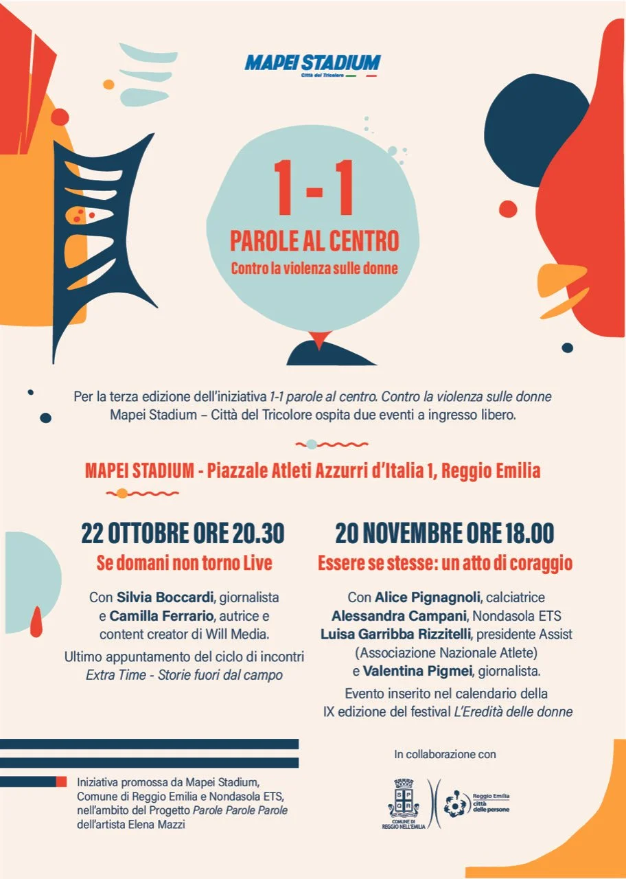 22 ottobre e 20 novembre | “1-1 Parole al centro. Contro la violenza sulle donne”, Mapei Stadium