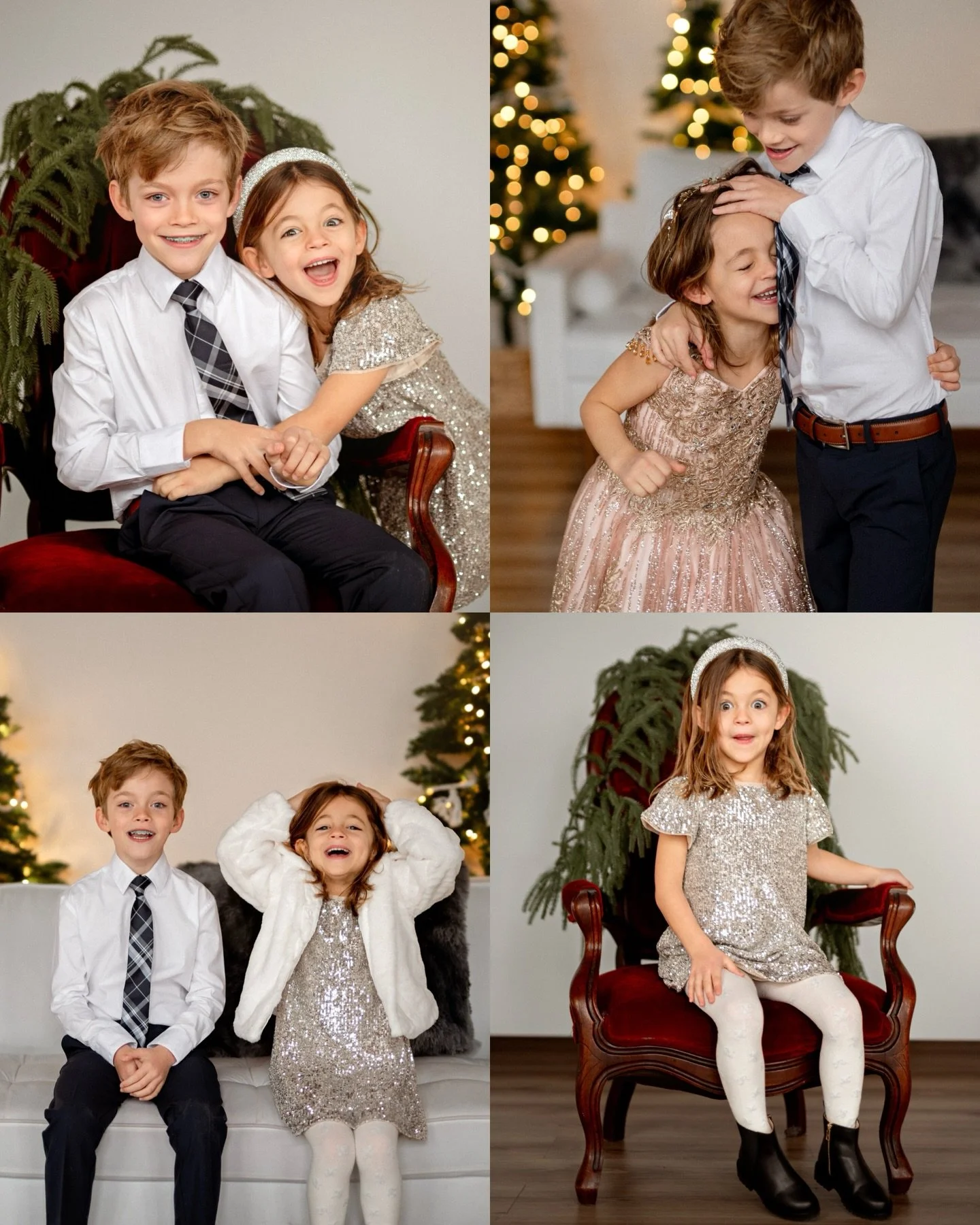 Okay give me Christmas studio portraits but with ✨extra✨ personality. 

I don&rsquo;t know who was laughing harder&mdash;the kids or me. Either way, we had the very best time and I needed it! 

🤩🙌