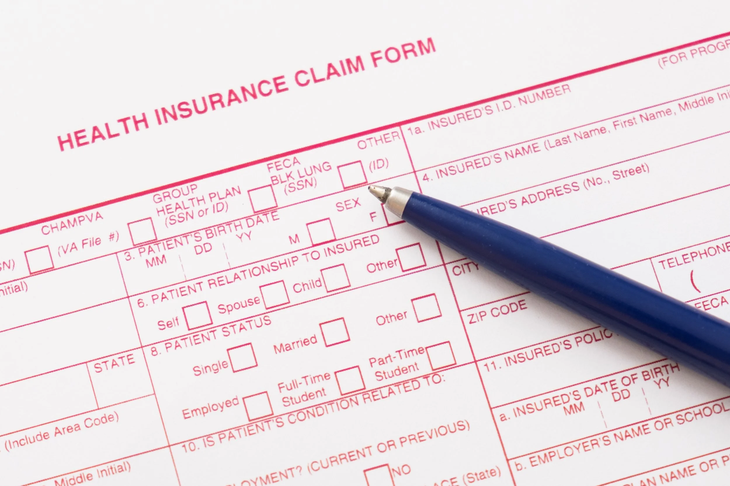 Health insurance superbill claim form for speech therapy services.