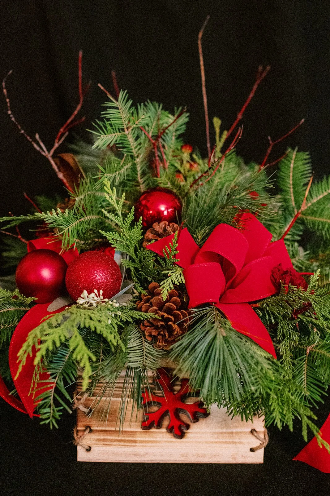 holiday wooden box arrangement  without candles