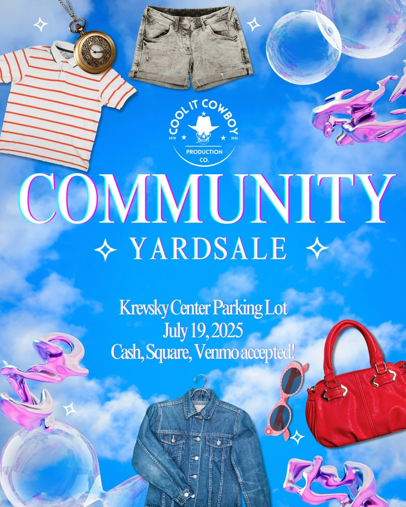 SATURDAY!!

Theatre Harrisburg and Cool It Cowboy Production Co will be hosting a Community Yardsale event in the parking lot at the Krevsky Center from 10am-2pm on July 19th! We will have all sorts of knick-knacks, clothing items, old props, thingam