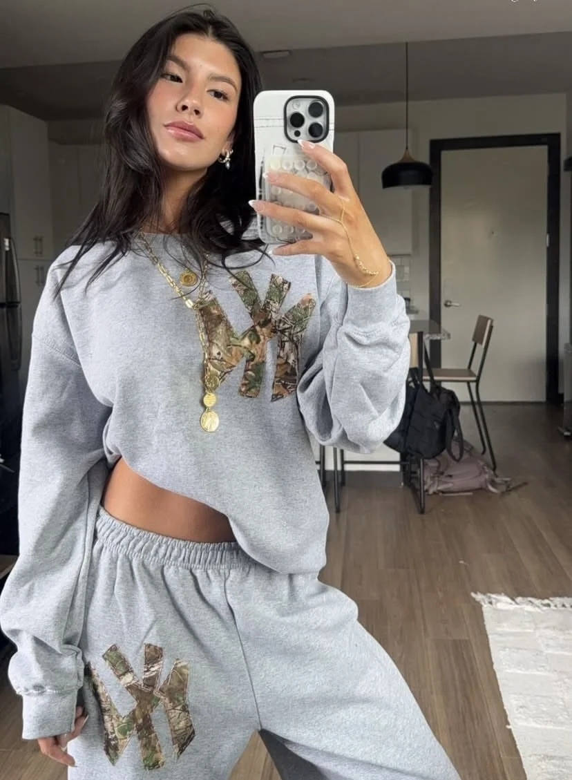 Light Gray NY Camo Sweat Set — Threaded Gray