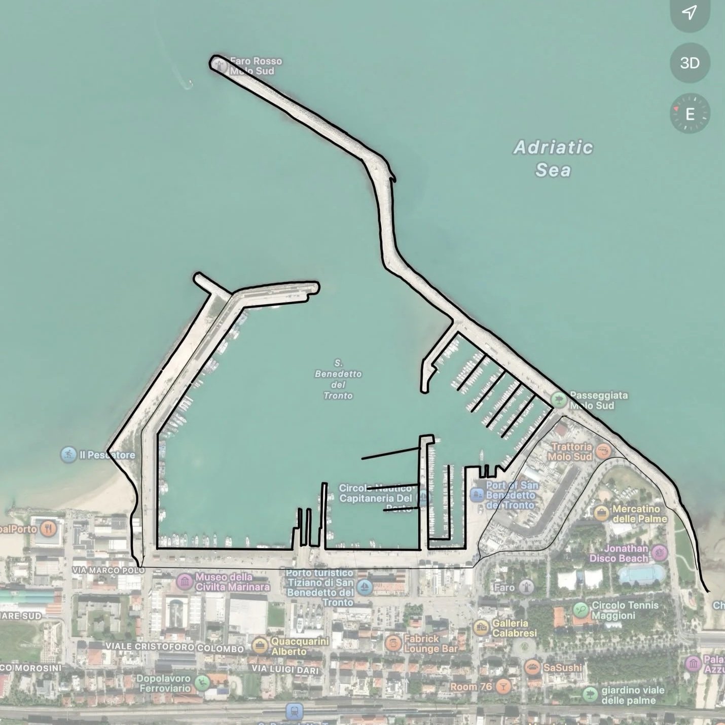 Ricalco del profilo del Porto di San Benedetto del Tronto
