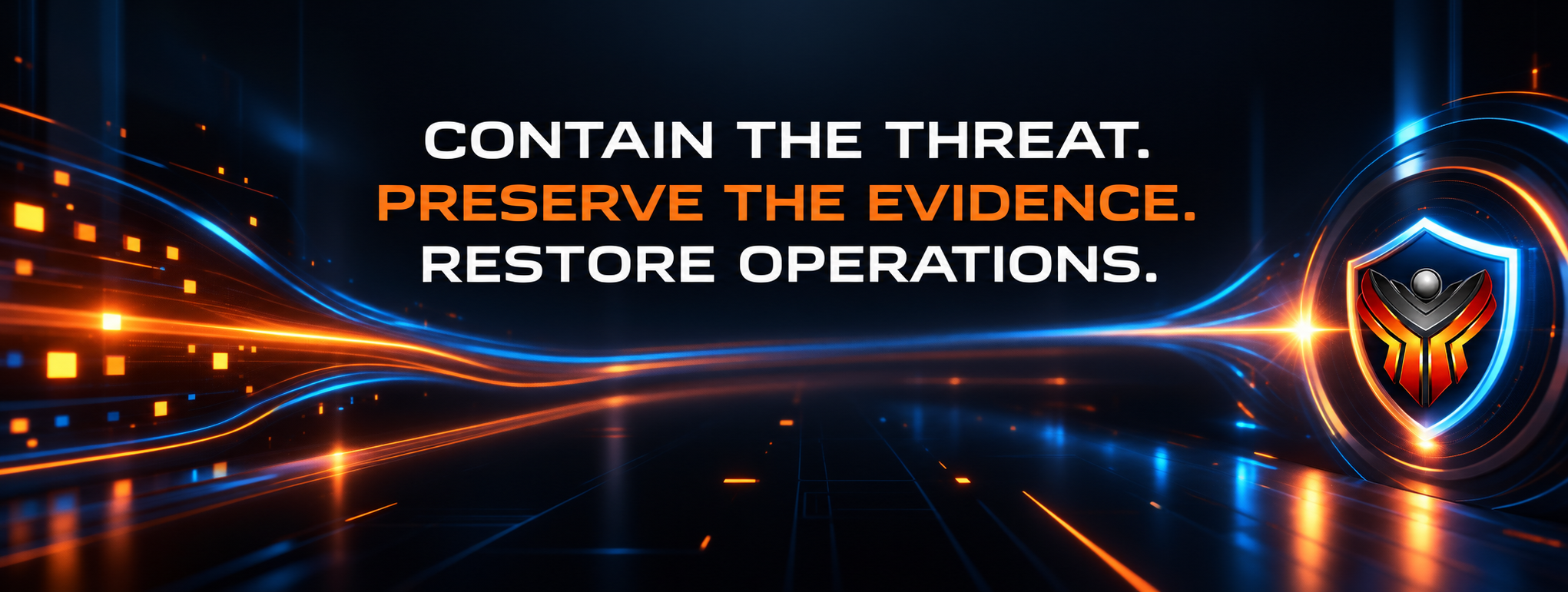 HAWK.io Incident Response graphic with the message “Contain the Threat. Preserve the Evidence. Restore Operations.”