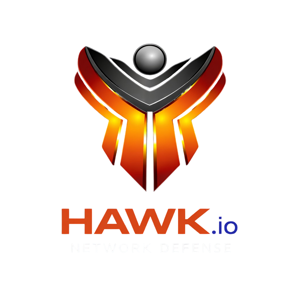 HAWK.io Network Defense logo representing AI-driven cybersecurity, real-time threat detection, autonomous investigation, and containment before business impact.