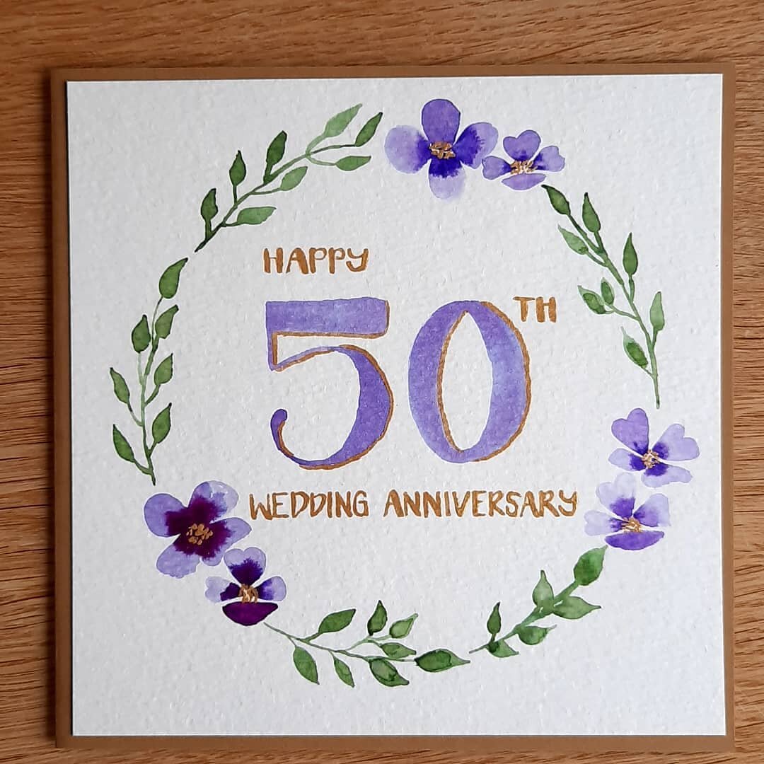 Wow, 50 years!!! Congratulations🥂&hearts;️

Farben: #vangoghfloralpoketbox #karinbrushmarkerpro
Papier: #r&ouml;merturmfeinstpapier
Inspiration @m.h.lettering
(Unbeauftragte Werbung, alles Selbstgekauft😊) 

#50weddinganniversary #50thweddinganniver