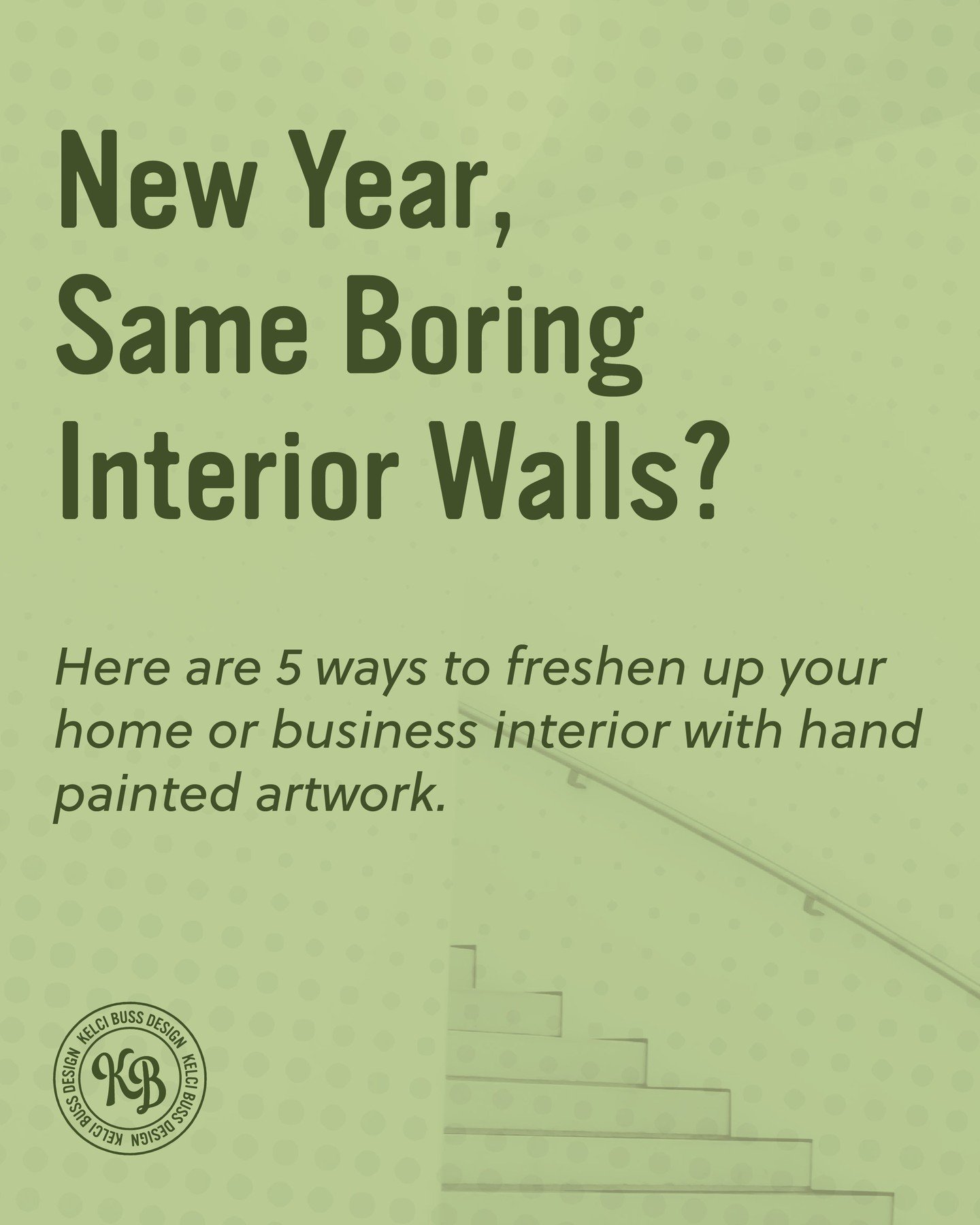 Need ideas to refresh your interior in the new year? I'm here to brainstorm with you. Check out the project inquiry form on my website to schedule a chat at kelcibussdesign.com/inquire. 

No boring walls in 2026!

#tulsaartist #handpainted #signartis