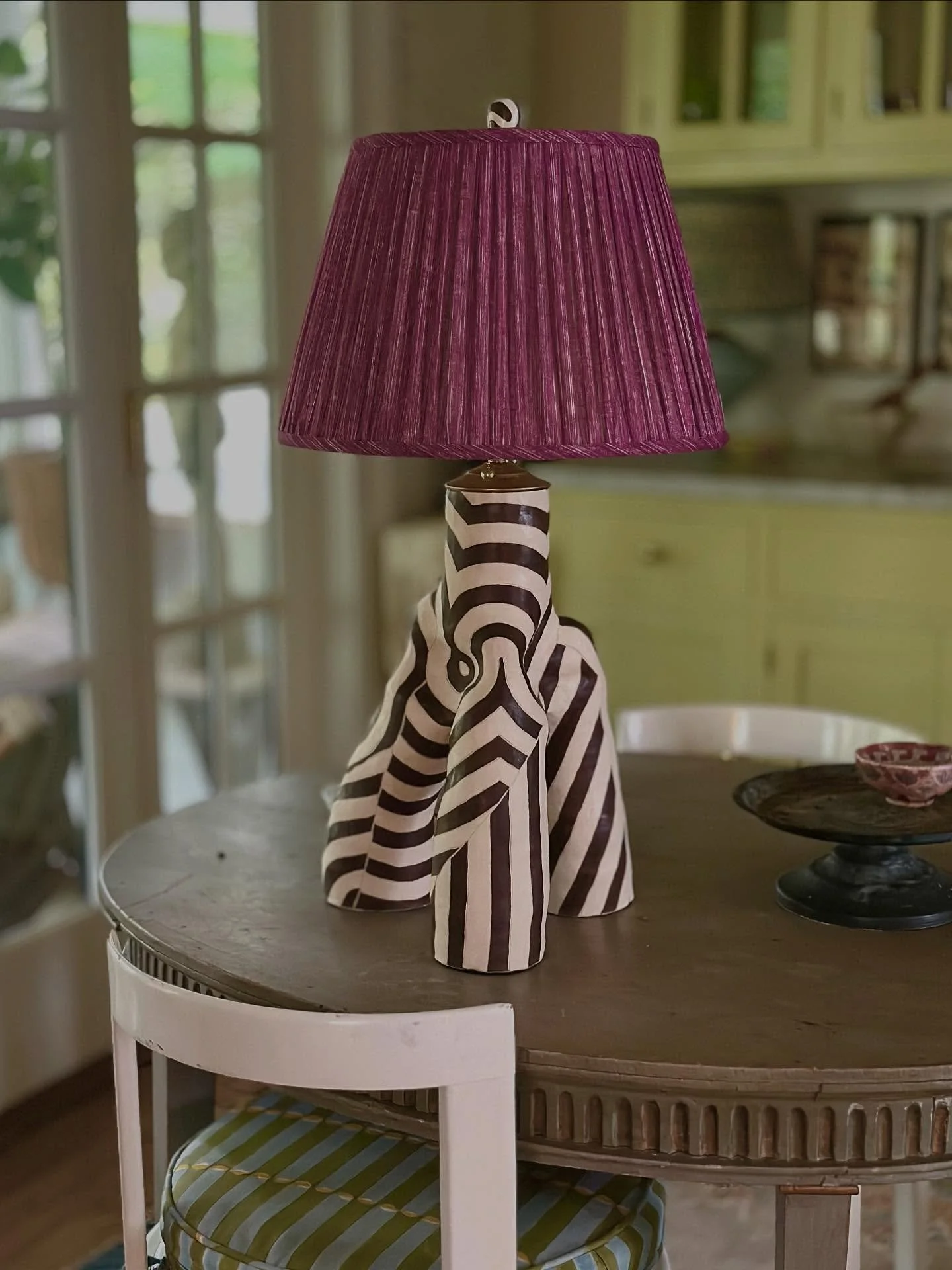 Brown and Cream lamp with custom details for @danamckennadesigns 

Shown in pleated @fermoie shade via @cvilleshadeshop 

#abbykasonik #artanddesign #functionaldesign #interiorstyle